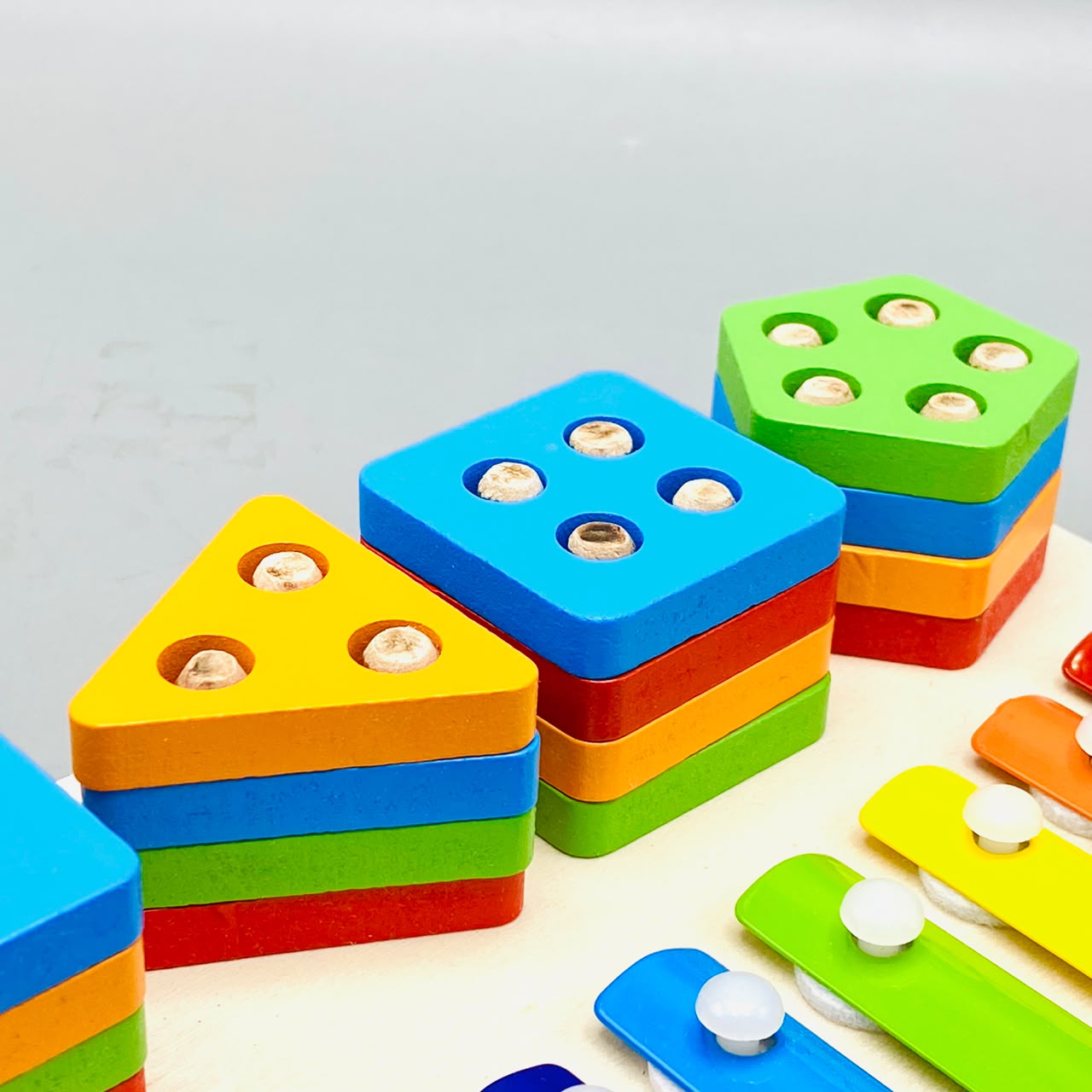 Wooden Montessori Xylophone & Shapes Column