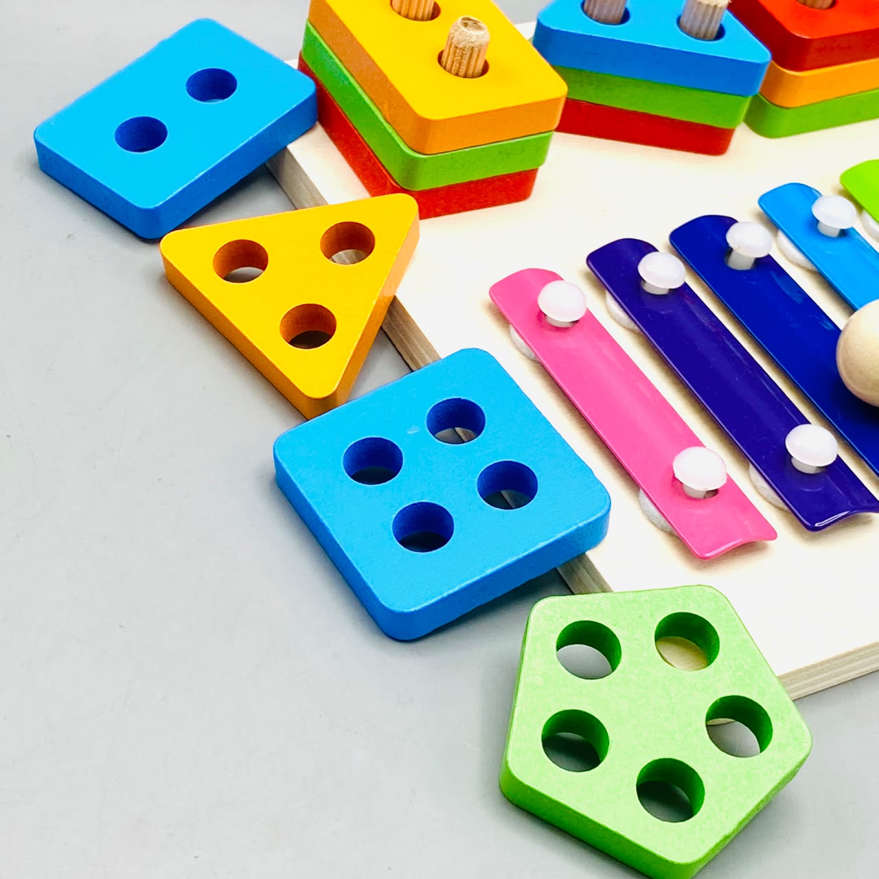 Wooden Montessori Xylophone & Shapes Column