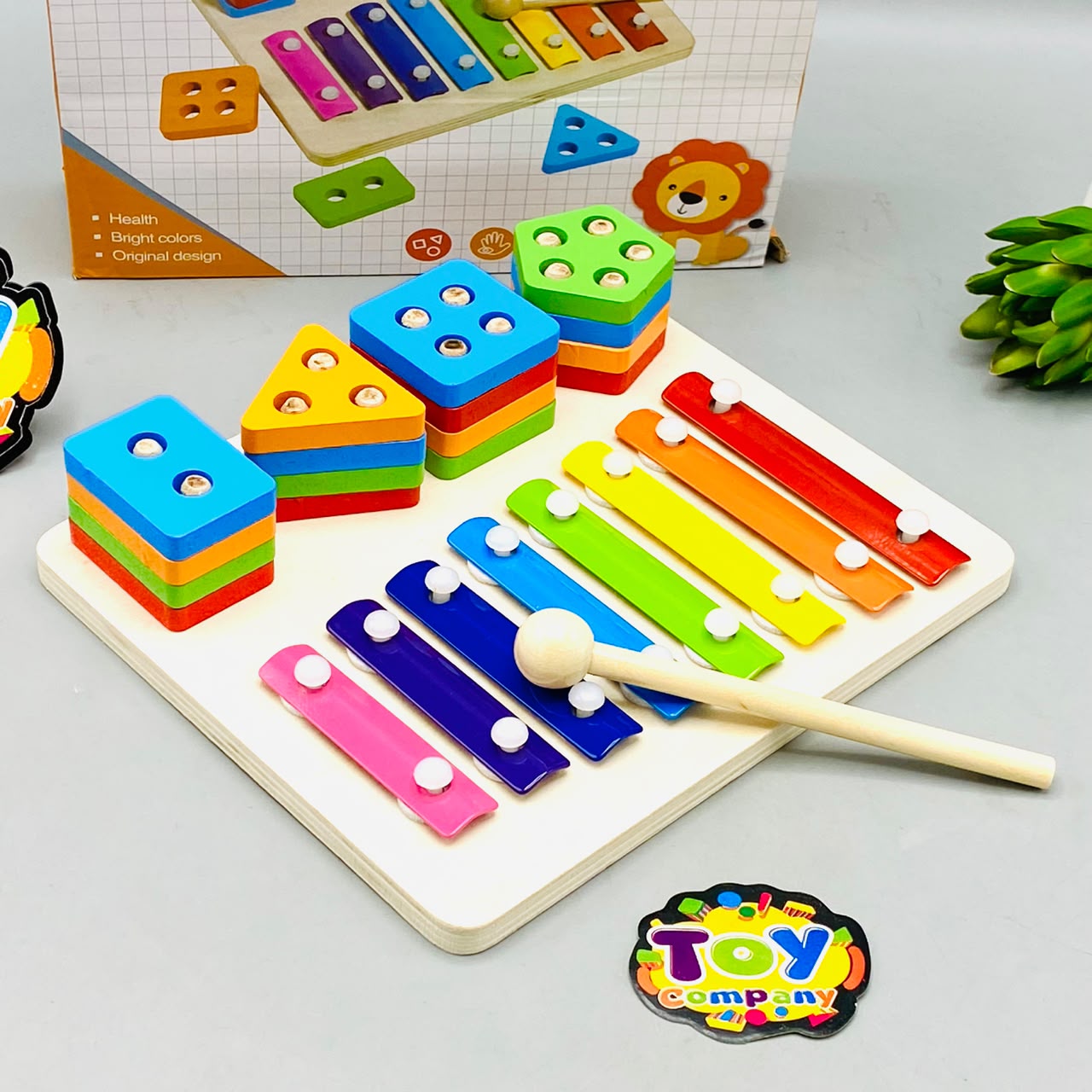 Wooden Montessori Xylophone & Shapes Column